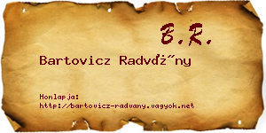 Bartovicz Radvány névjegykártya